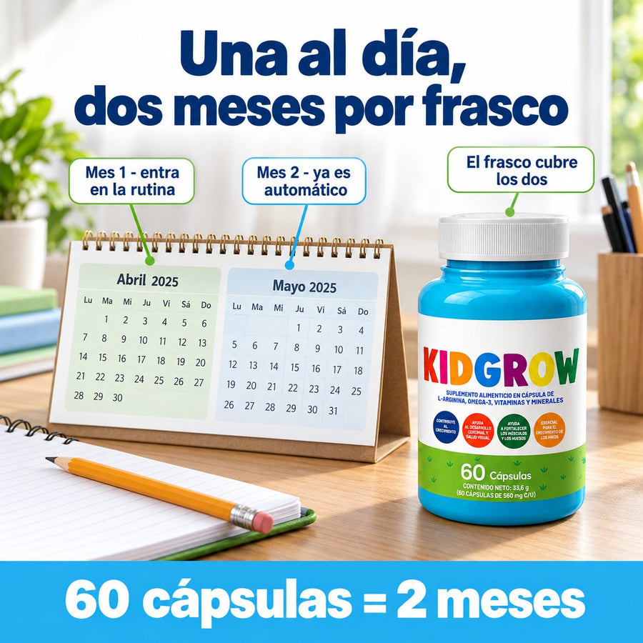 KidGrow: una al día, 60 cápsulas, dos meses por frasco