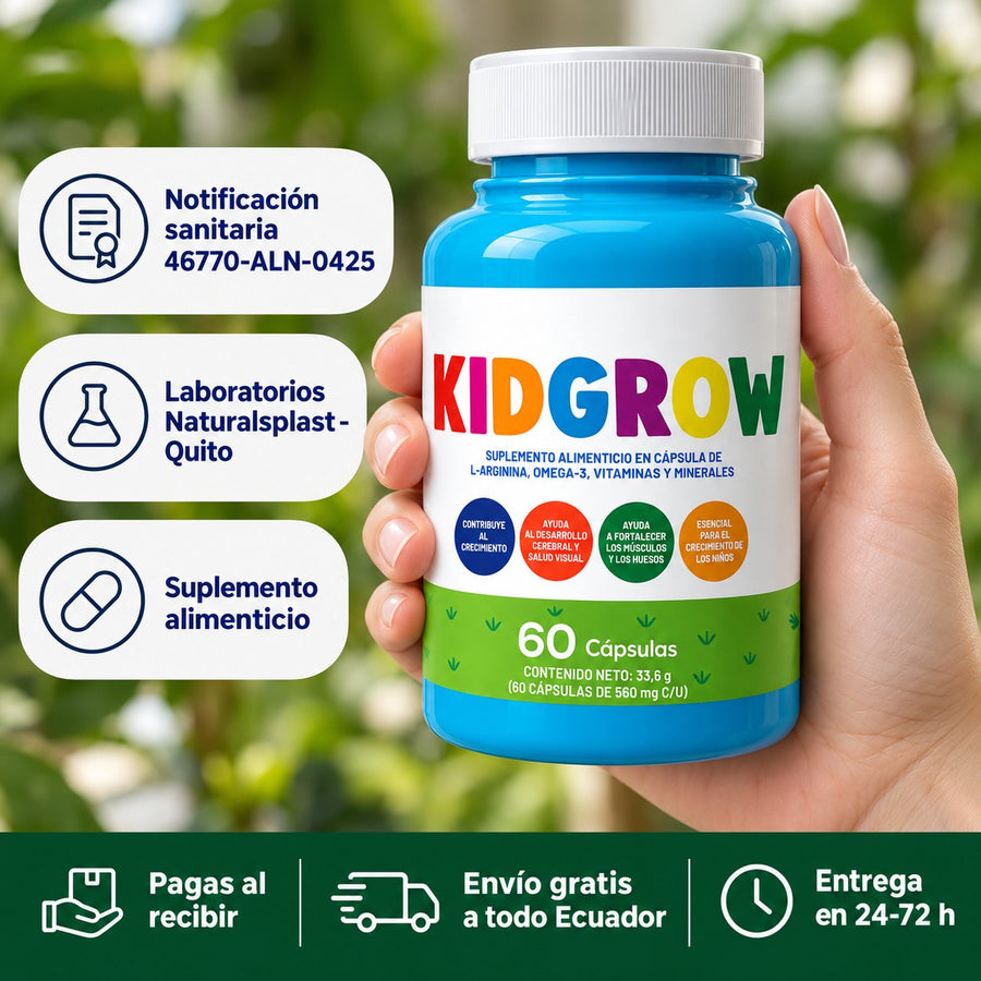 KidGrow: notificación sanitaria 46770-ALN-0425, envío gratis y pagas al recibir