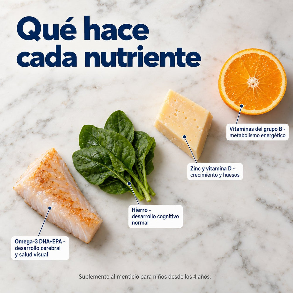 Qué hace cada nutriente: omega-3, hierro, zinc, vitamina D y complejo B