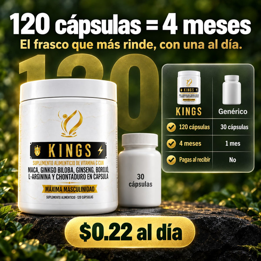 120 cápsulas = 4 meses, $0.22 al día