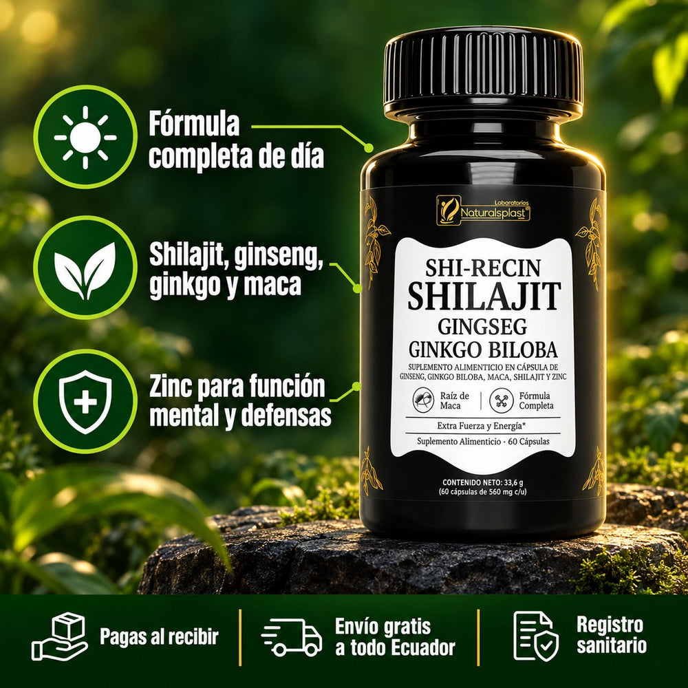 Fórmula completa de día: shilajit, ginseng, ginkgo y maca