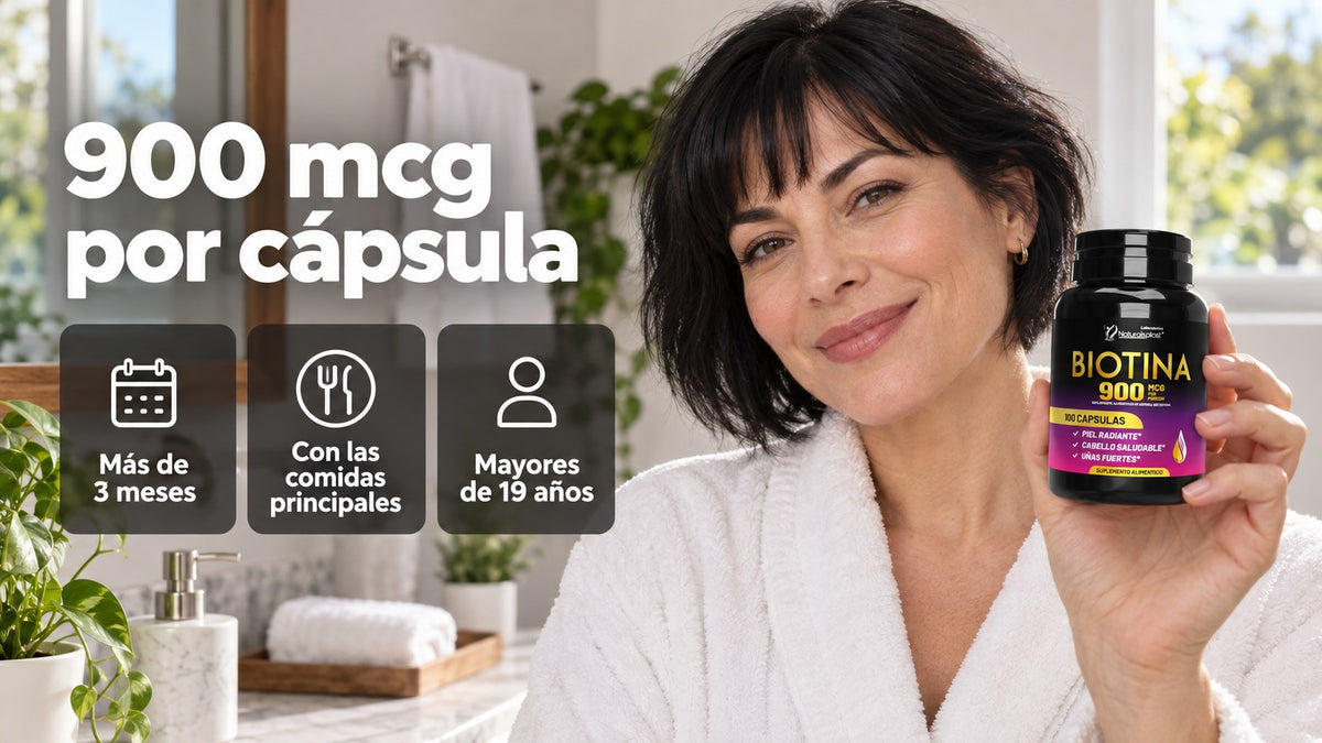 Biotina 900 mcg de Vitandes, un frasco para más de 3 meses
