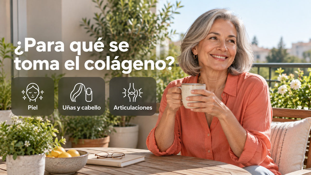 Mujer en su balcón; el colágeno se toma por la piel, las uñas y las articulaciones