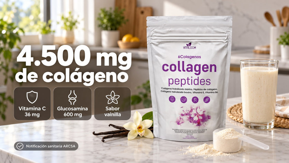 Colágeno Peptides de Vitandes con 4.500 mg de colágeno por porción, sabor vainilla