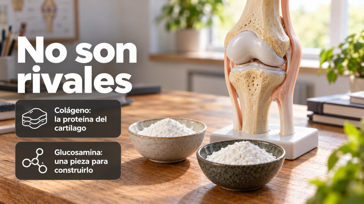 Modelo de rodilla con colágeno y glucosamina, dos piezas del cartílago
