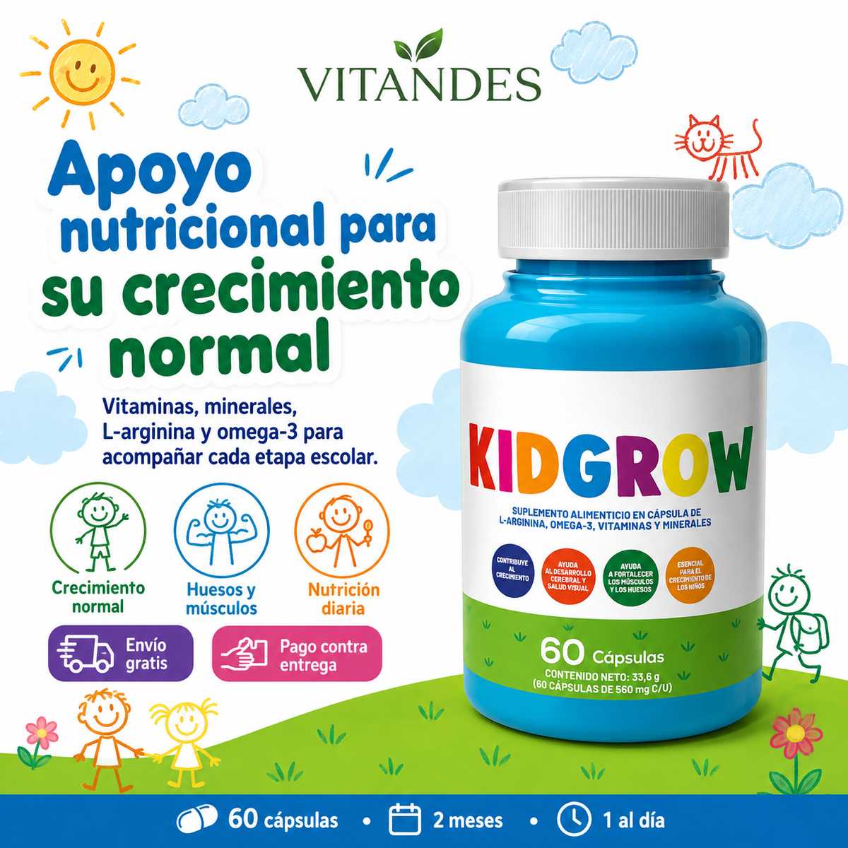 KidGrow - Apoyo nutricional para el crecimiento normal - 60 cápsulas