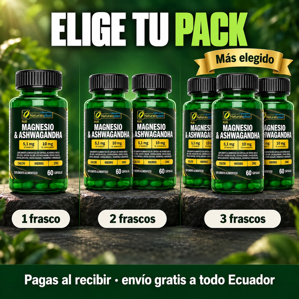 Elige tu pack de Magnesio + Ashwagandha: 1, 2 o 3 frascos, pagas al recibir