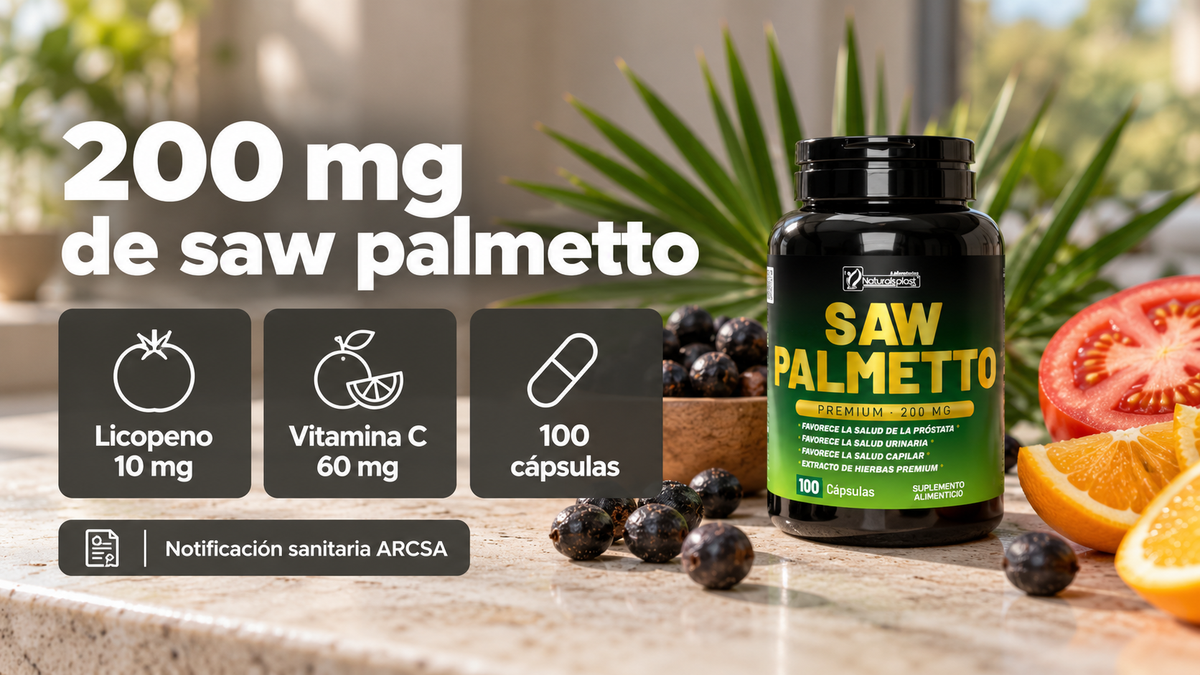 Saw Palmetto Premium Vitandes con 200 mg de saw palmetto, licopeno y vitamina C