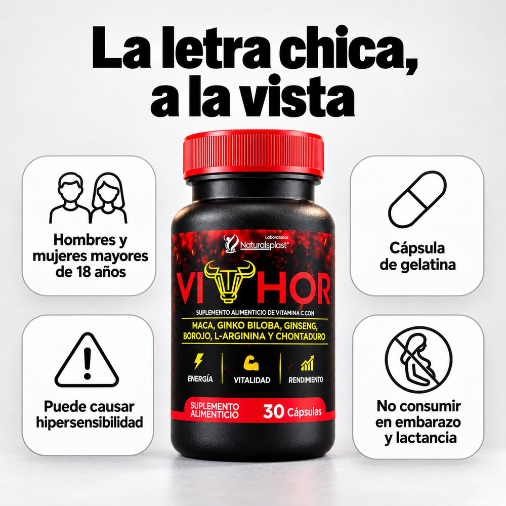 La letra chica de Vithor: mayores de 18 años, cápsula de gelatina